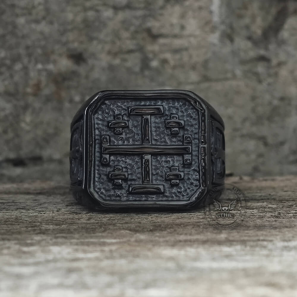 Vintage Jerusalem Cross Stainless Steel Christian Ring
