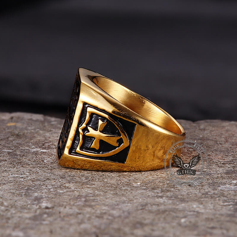 Vintage Jerusalem Cross Stainless Steel Christian Ring