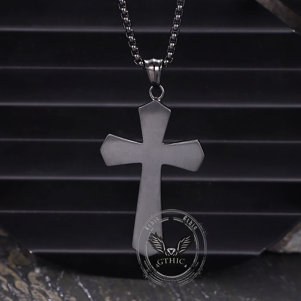 Vintage Jesus Suffering Cross Pendant in Stainless Steel