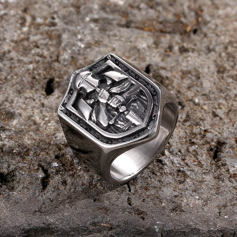 Vintage Knights Templar Crusade Ring in Stainless Steel
