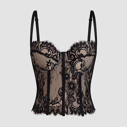 Vintage Lace Fishbone Bustier Camisole Top