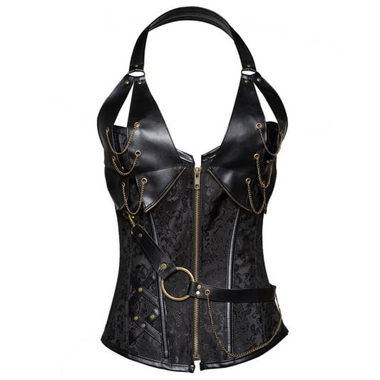 Vintage Lace Up Halter Neck Corset Top