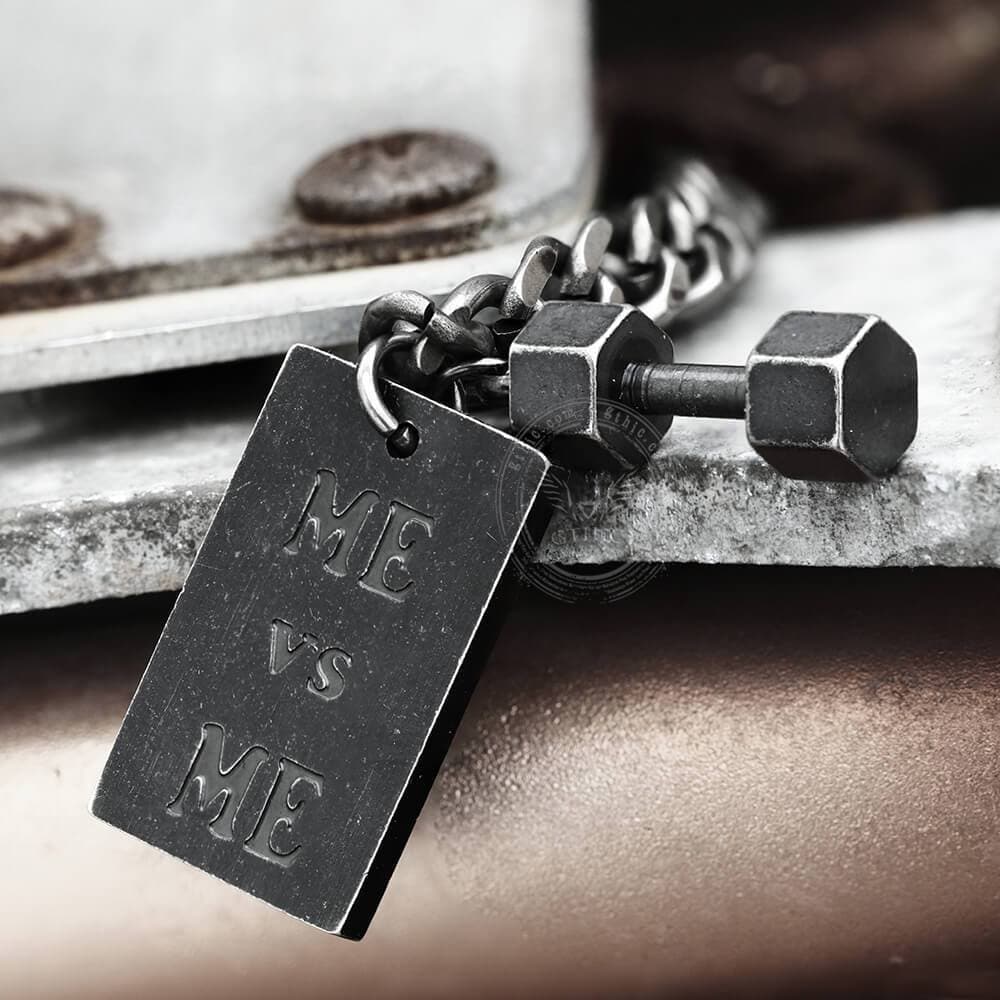 Vintage Me VS Me Stainless Steel Dumbbell Bracelet