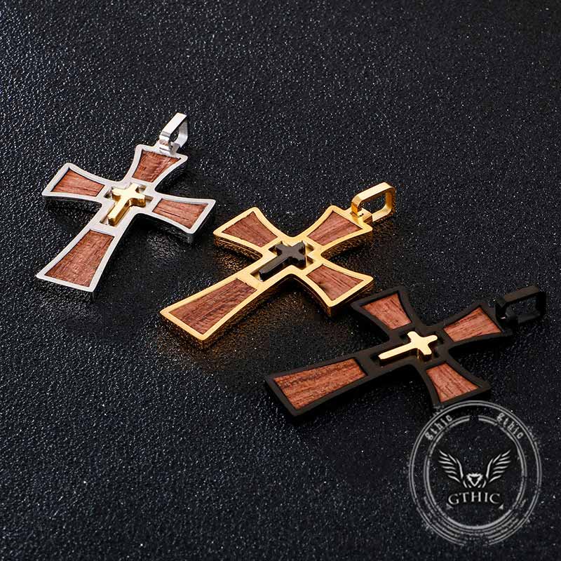 Vintage Multi-Layered Cross Pendant in Stainless Steel