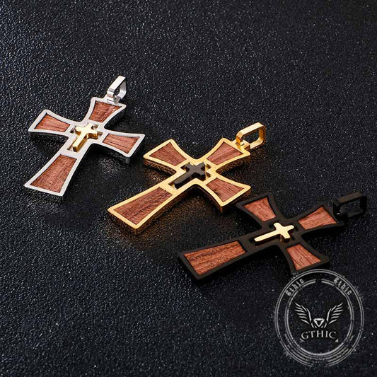 Vintage Multi-Layered Cross Pendant in Stainless Steel