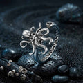 Vintage Octopus Stainless Steel Spinner Open Ring