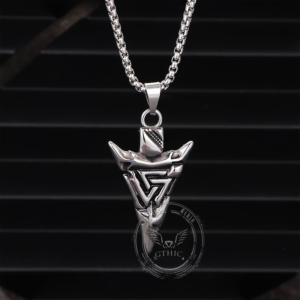 Vintage Odin Triangle Rune Stainless Steel Arrow Pendant