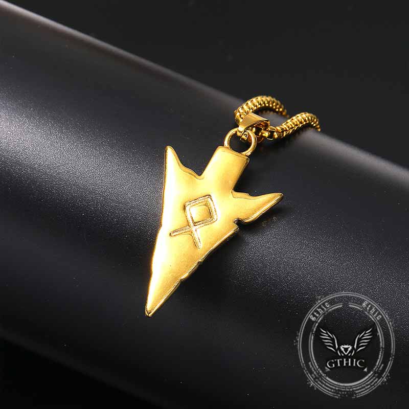 Vintage Odin Triangle Rune Stainless Steel Arrow Pendant