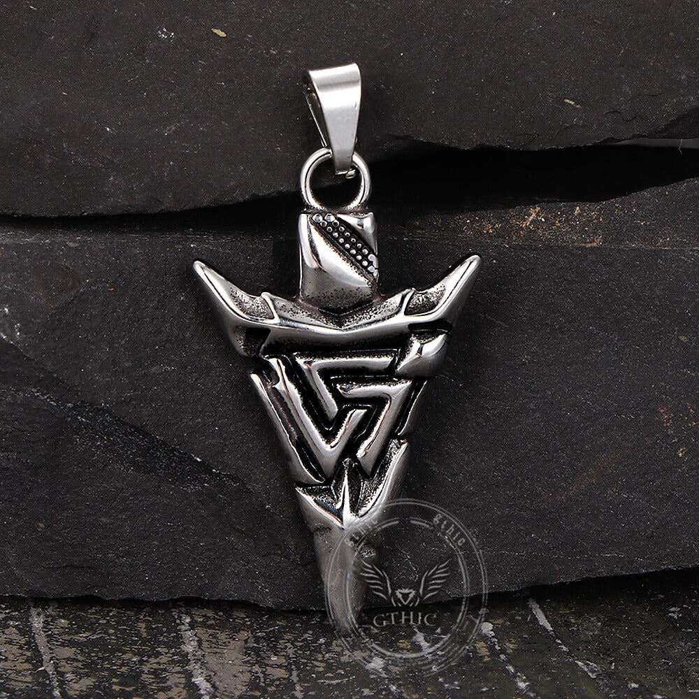 Vintage Odin Triangle Rune Stainless Steel Arrow Pendant