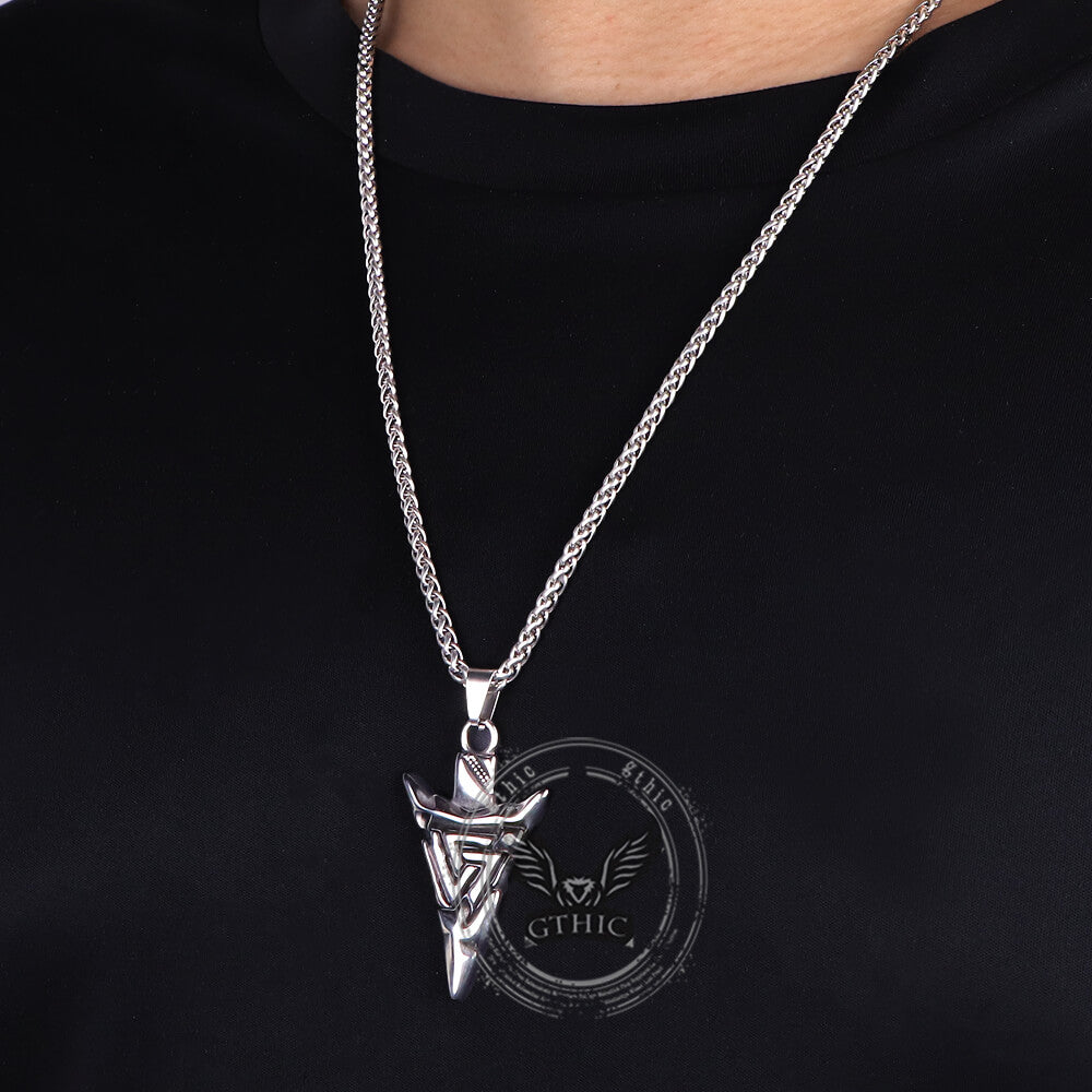 Vintage Odin Triangle Rune Stainless Steel Arrow Pendant