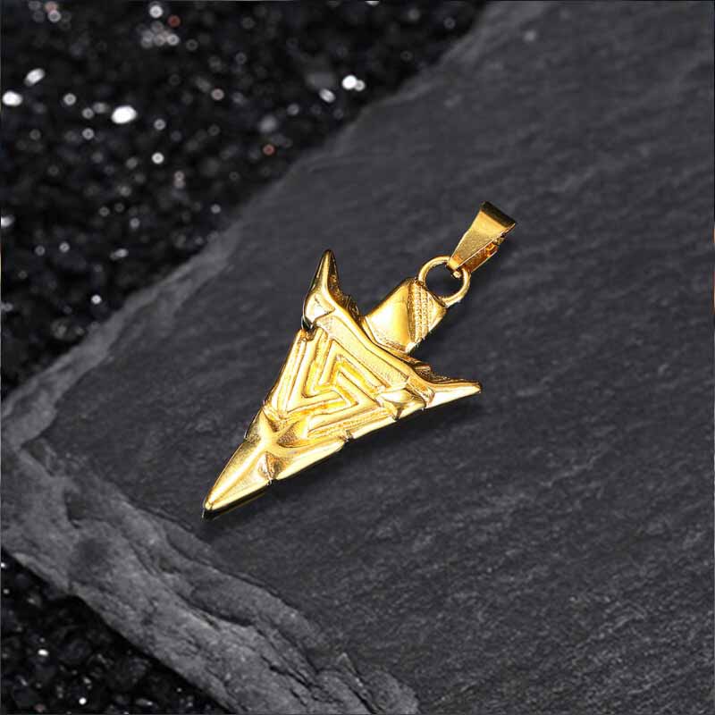 Vintage Odin Triangle Rune Stainless Steel Arrow Pendant