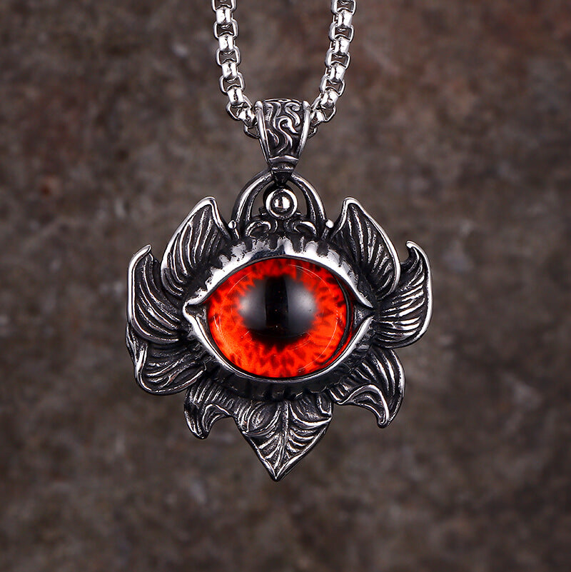 Vintage Pattern Devil Eye Pendant in Stainless Steel