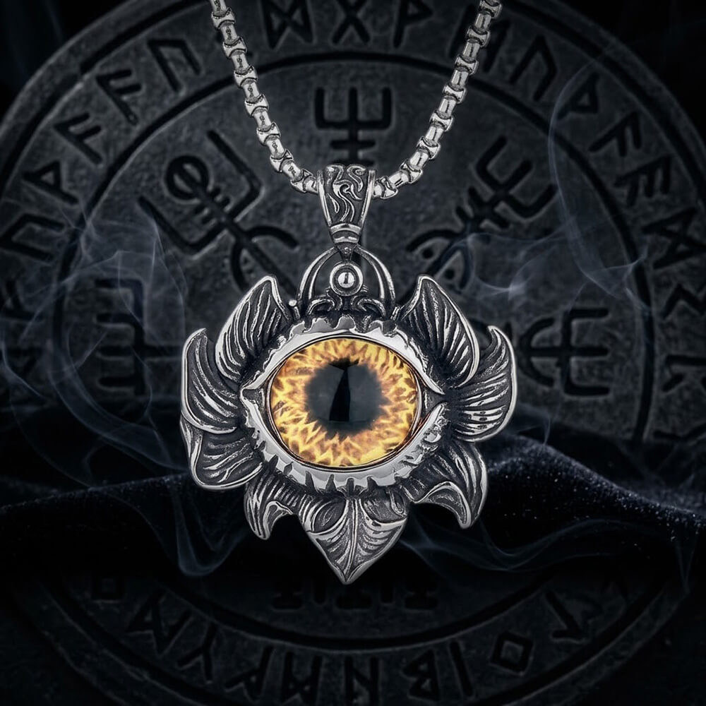 Vintage Pattern Devil Eye Pendant in Stainless Steel