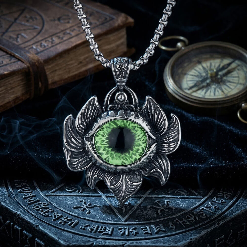 Vintage Pattern Devil Eye Pendant in Stainless Steel