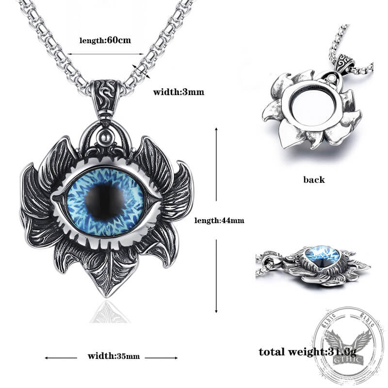 Vintage Pattern Devil Eye Pendant in Stainless Steel