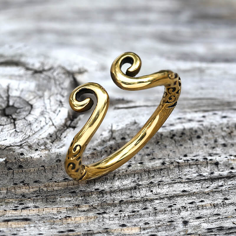 Vintage Pattern Wukong Tightening Curse Stainless Steel Open Ring