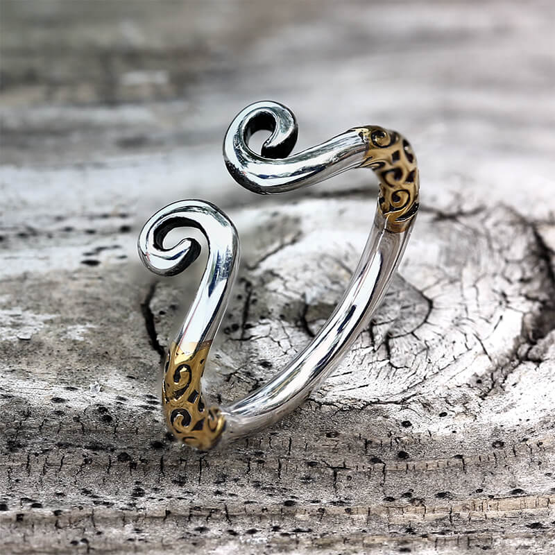Vintage Pattern Wukong Tightening Curse Stainless Steel Open Ring