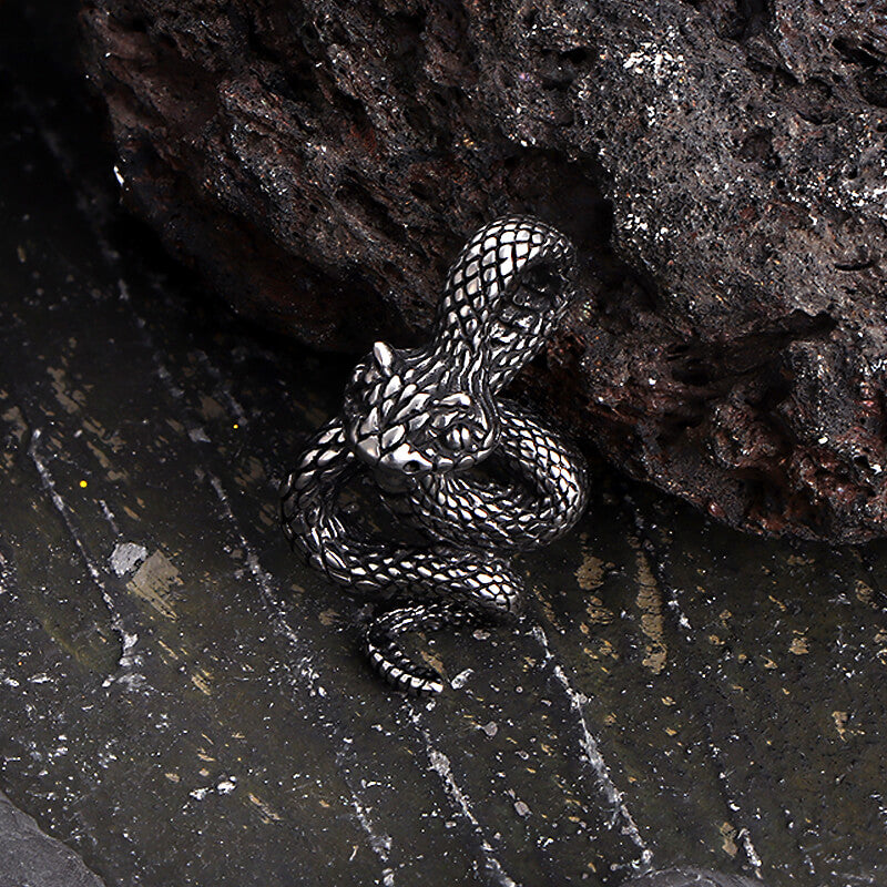 Vintage Python Stainless Steel Snake Pendant