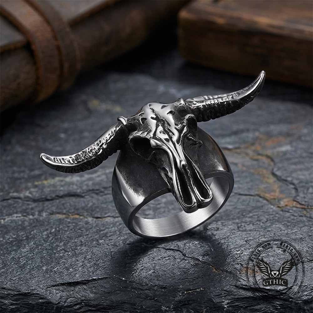Vintage Ram Horn Skull Stainless Steel Ring