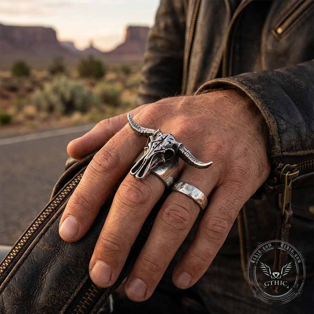 Vintage Ram Horn Skull Stainless Steel Ring