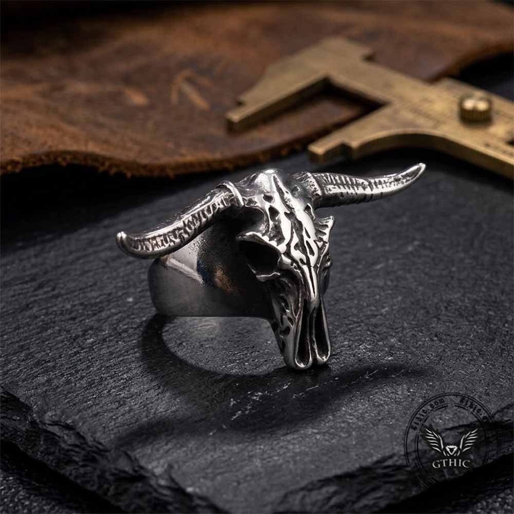 Vintage Ram Horn Skull Stainless Steel Ring