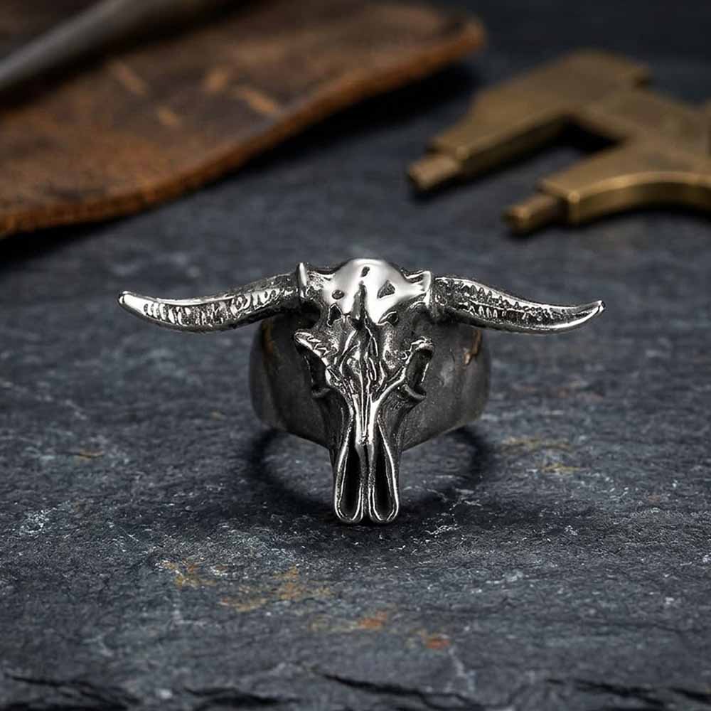 Vintage Ram Horn Skull Stainless Steel Ring