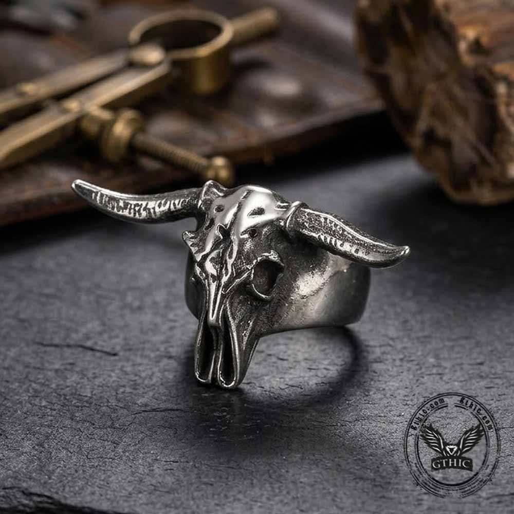 Vintage Ram Horn Skull Stainless Steel Ring