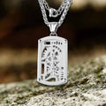 Vintage Rotatable Gear Stainless Steel Square Pendant