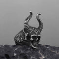 Vintage Satan Horn Stainless Steel Skull Ring