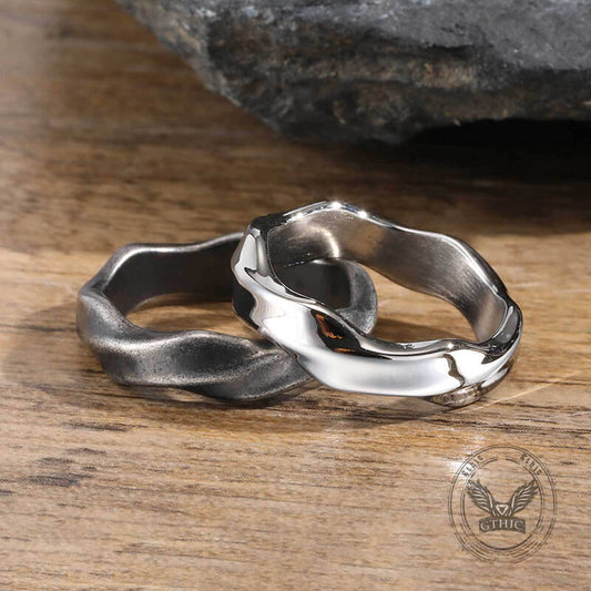 Vintage Simple Twist Pattern Ring in Stainless Steel