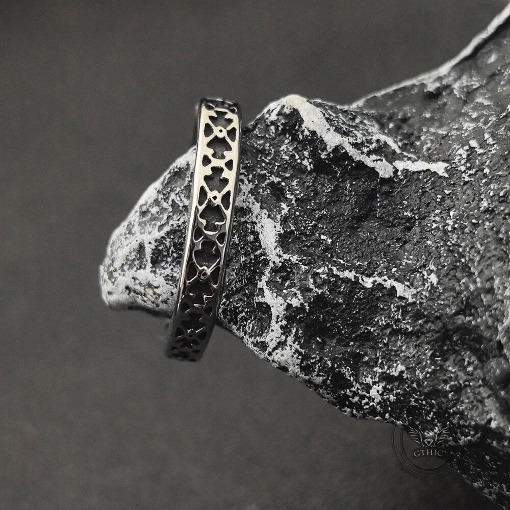 Vintage Skull And Rose Stainless Steel Stackable Ring Set