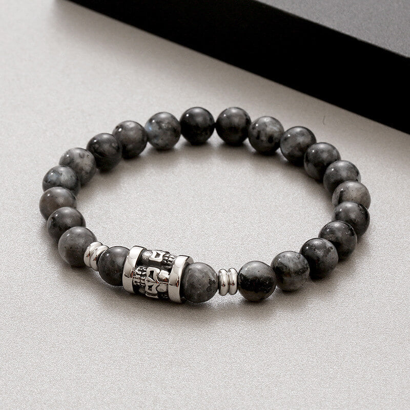 Vintage Skull Pattern Natural Stone Bracelet