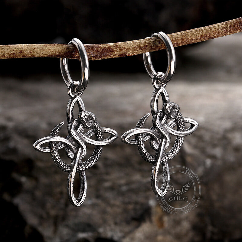 Vintage Snake Celtic Knot Earrings in Stainless Steel