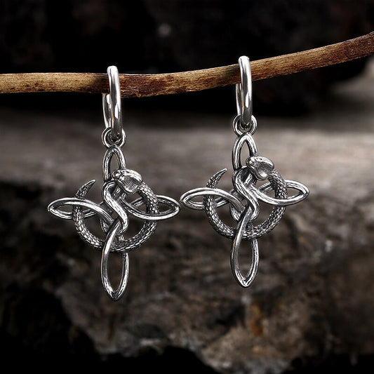 Vintage Snake Celtic Knot Earrings in Stainless Steel