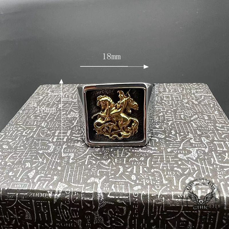Vintage St. George Dragon Knight Slayer Ring in Stainless Steel