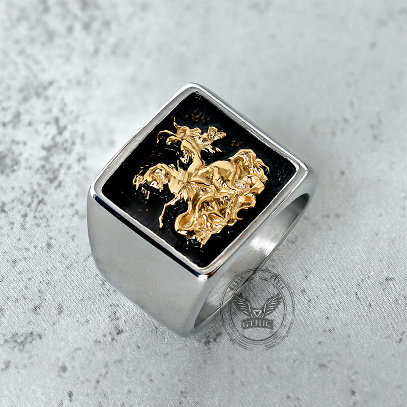 Vintage St. George Dragon Knight Slayer Ring in Stainless Steel