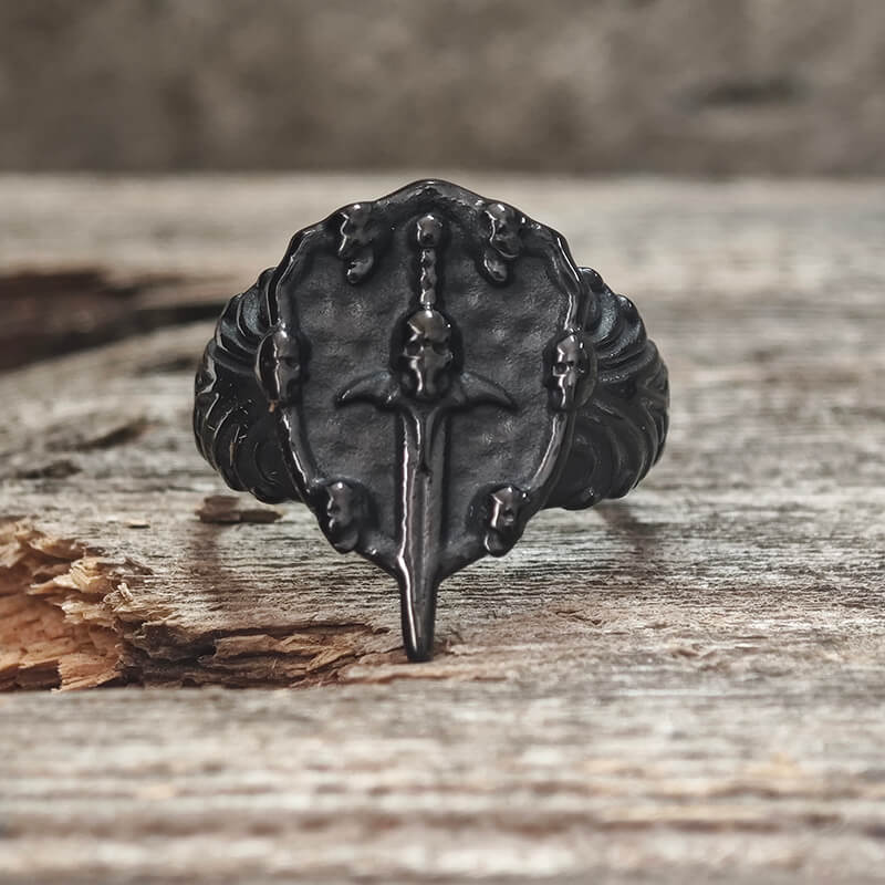 Vintage Sword Stainless Steel Skull Ring