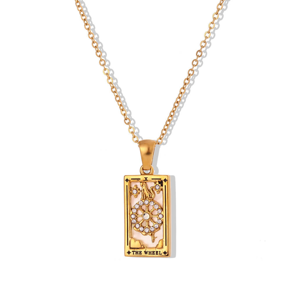 Vintage Tarot Card Necklace in Stainless Steel