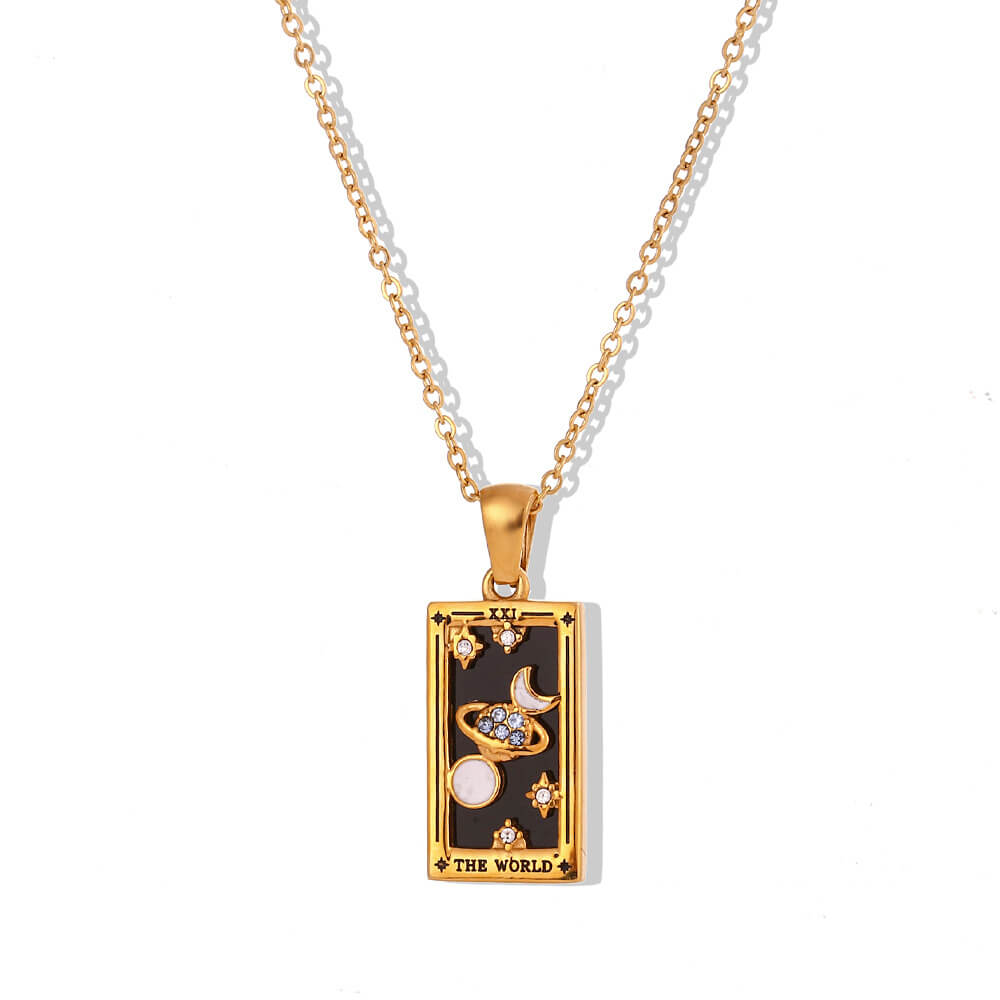 Vintage Tarot Card Necklace in Stainless Steel