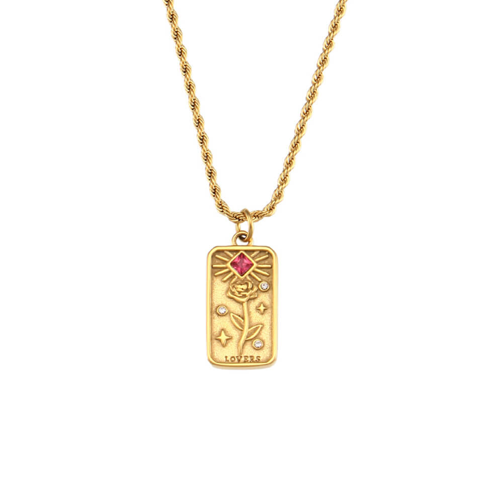 Vintage Tarot Card Necklace in Stainless Steel