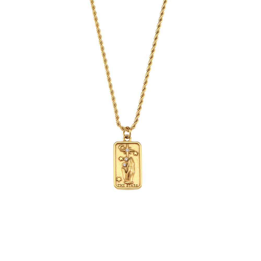 Vintage Tarot Card Necklace in Stainless Steel