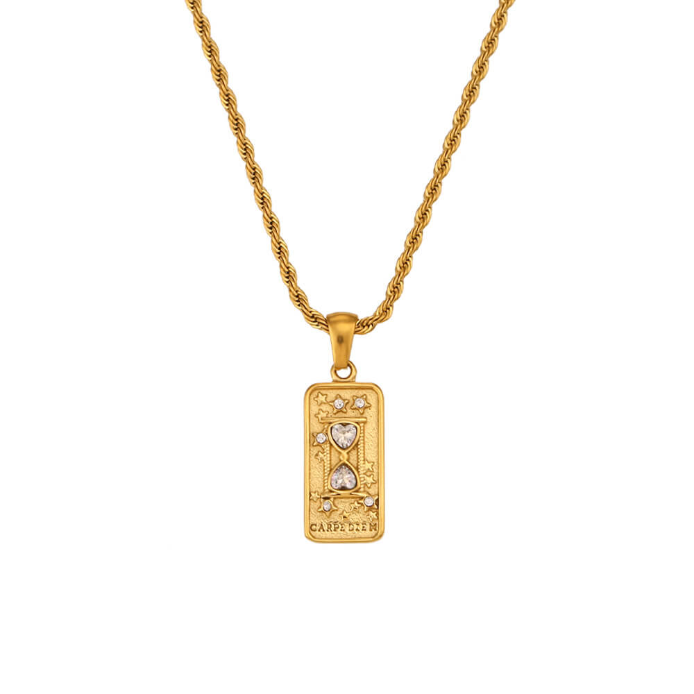 Vintage Tarot Card Necklace in Stainless Steel