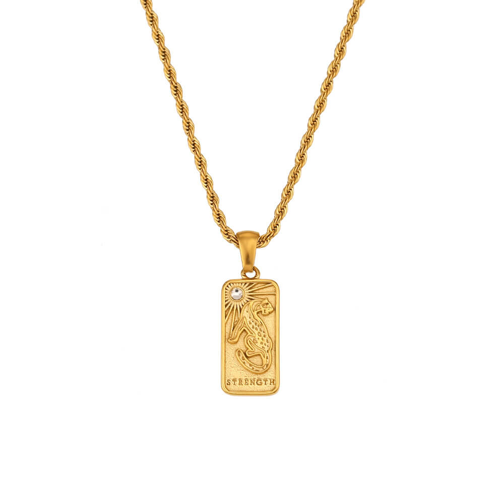 Vintage Tarot Card Necklace in Stainless Steel