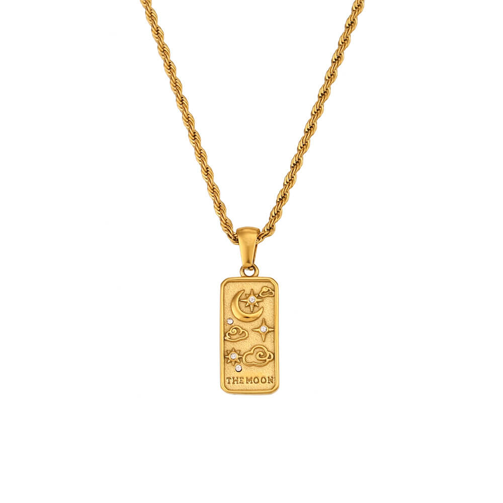 Vintage Tarot Card Necklace in Stainless Steel