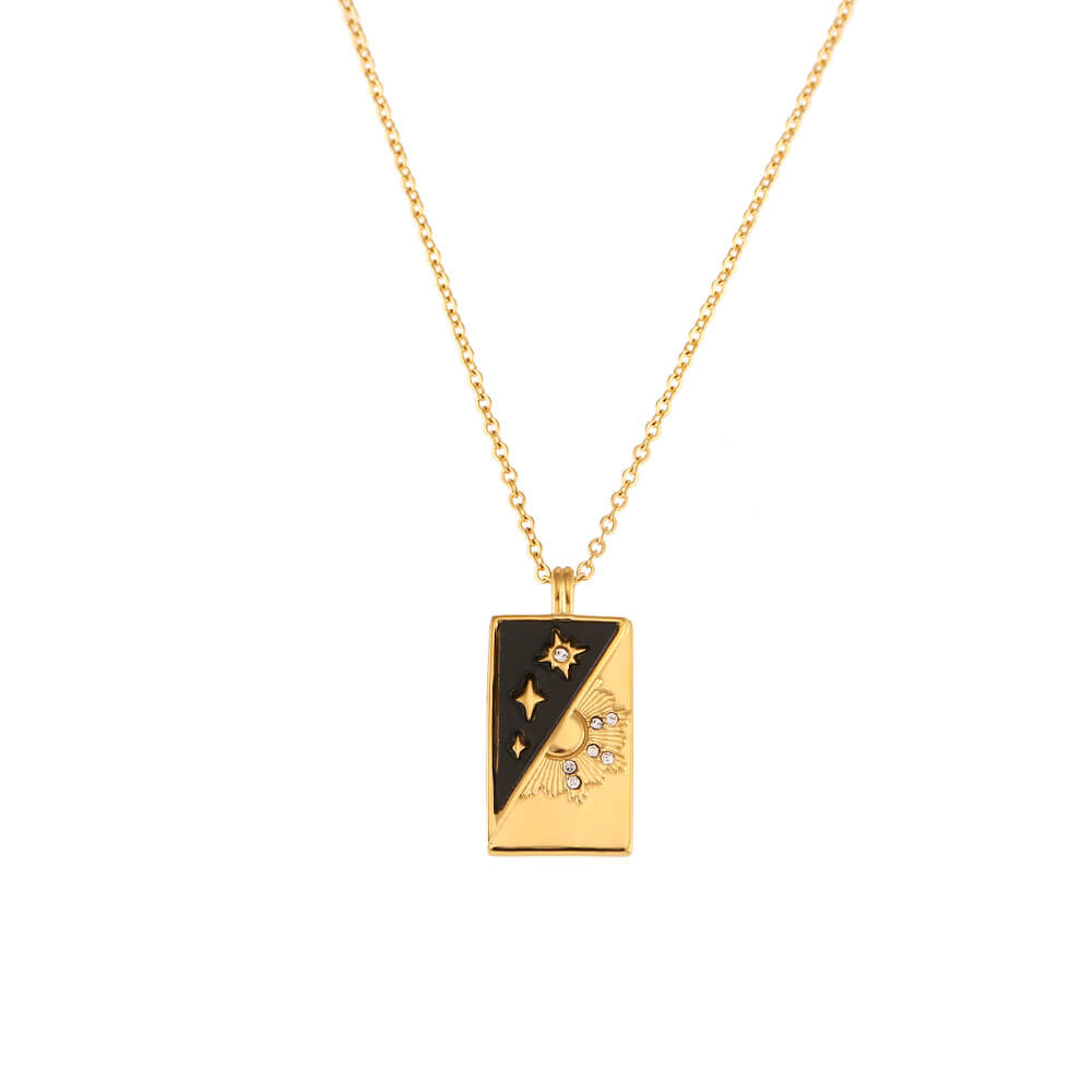 Vintage Tarot Card Necklace in Stainless Steel