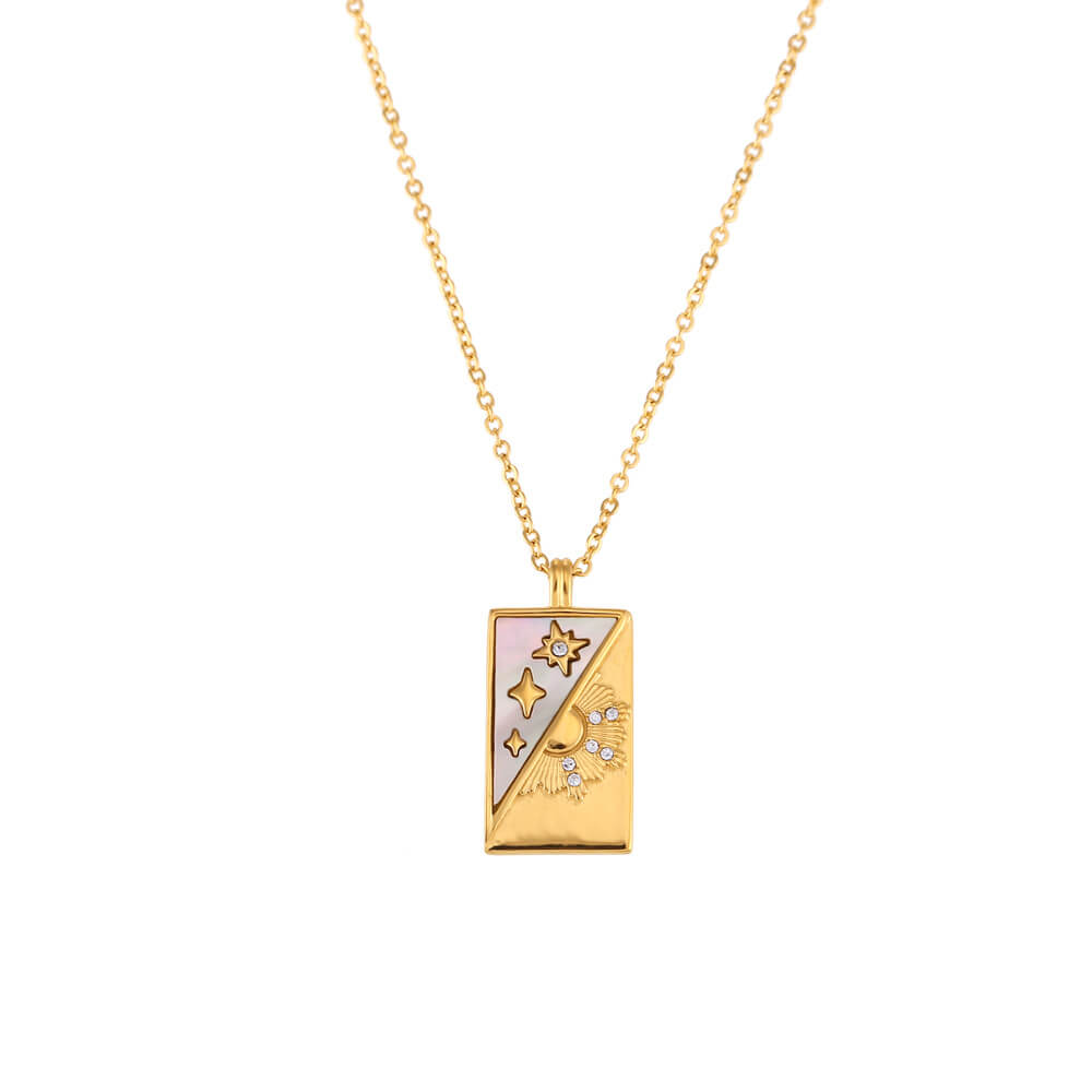 Vintage Tarot Card Necklace in Stainless Steel