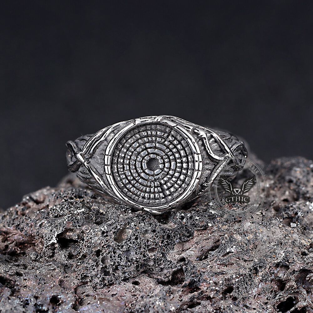 Vintage Textured Tree Stump Ring in Stainless Steel
