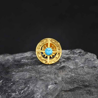 Vintage Turquoise Compass Earrings in Stainless Steel