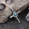 Vintage Turquoise Cross Pendant in Stainless Steel
