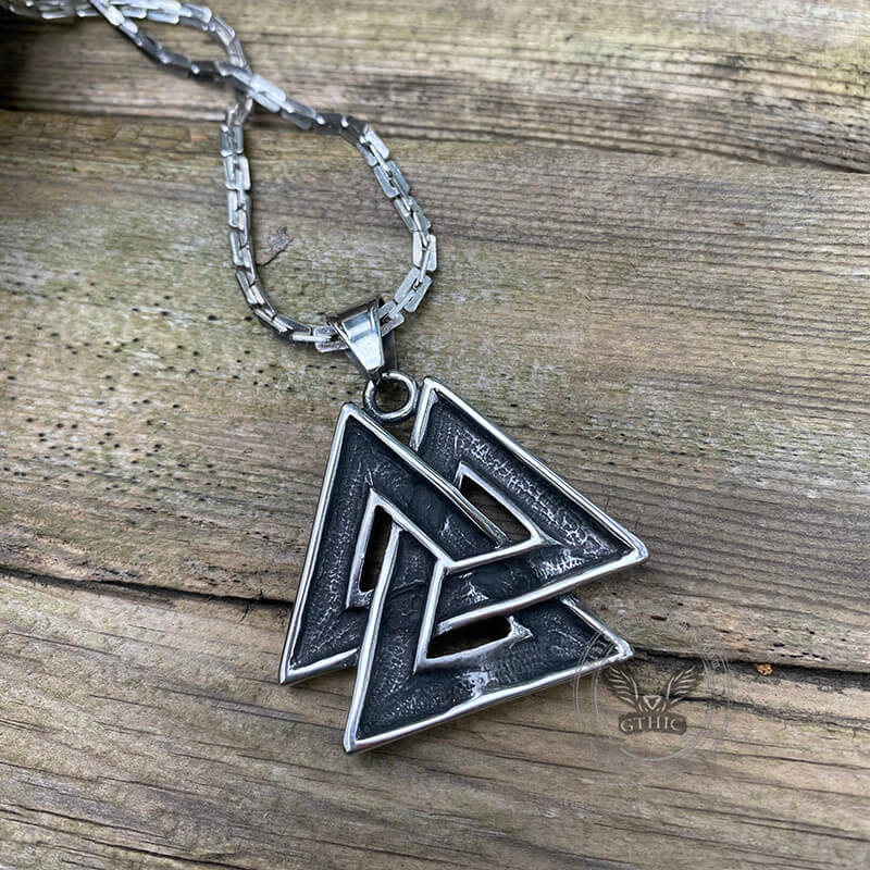 Vintage Valknut Viking Pendant in Stainless Steel